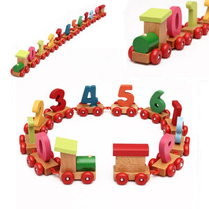 Digital Number Wooden Dragging Train
