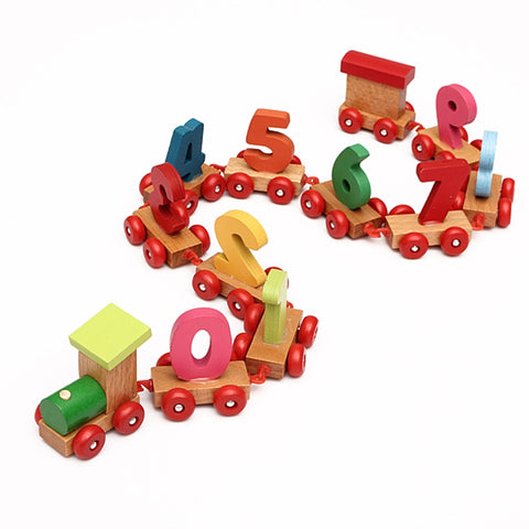Digital Number Wooden Dragging Train